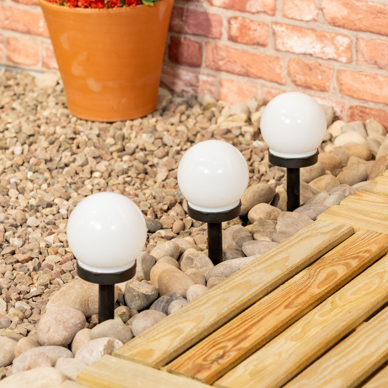 Frosted Globe Solar Powered Outdoor Spike Lights 3 Matte Black Solar Powered Integrated LED Pathway Light