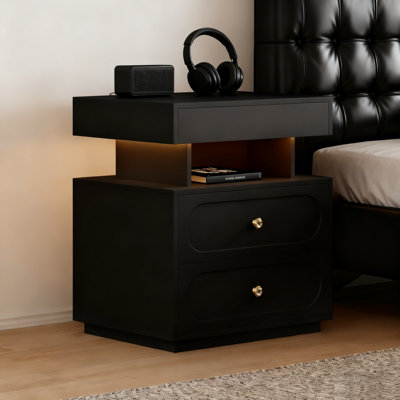 Modern 3-Drawer LED Smart Nightstand With Light by Ivy Bronx