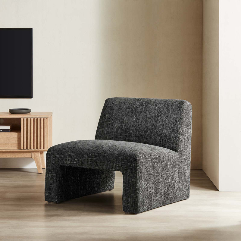 Modway Amita Chenille Upholstered Accent Chair, Black Chenille