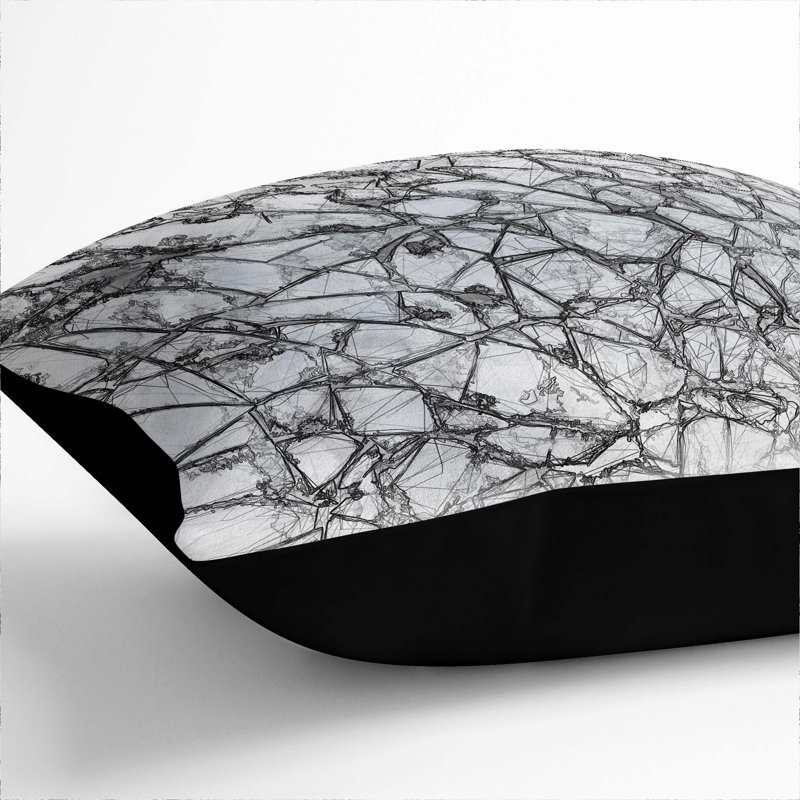 Abstract Square Throw Cushion, Black, 40cm H x 40cm W x 15cm D