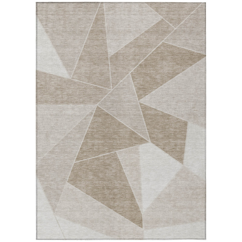 Tapis intérieur lavable à motif géométrique 8 pi x 10 pi brun
