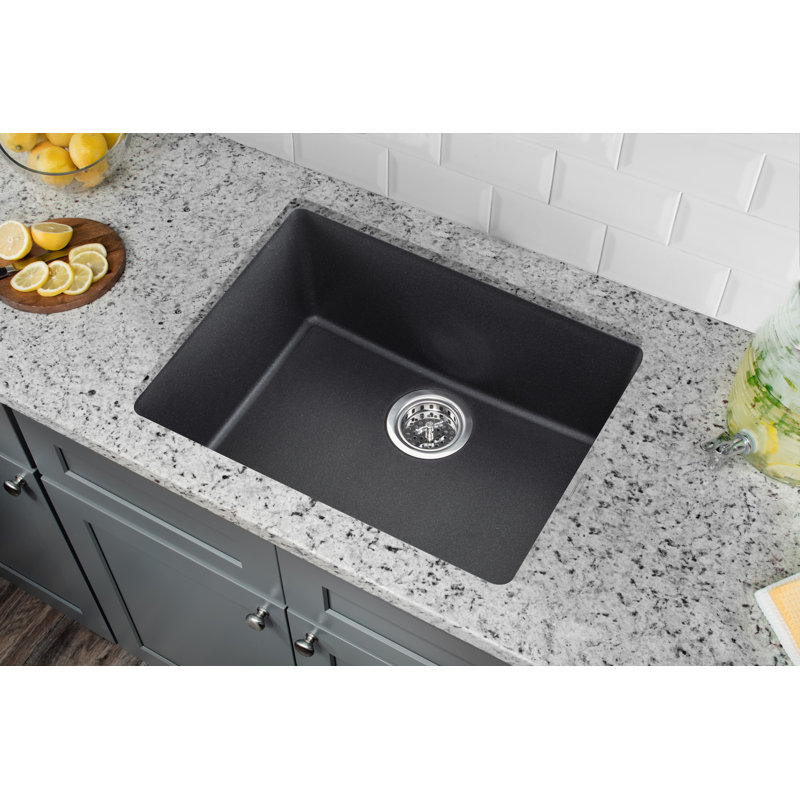 21.65'' L Single Bowl Quartz Kitchen Sink, Inox Gray