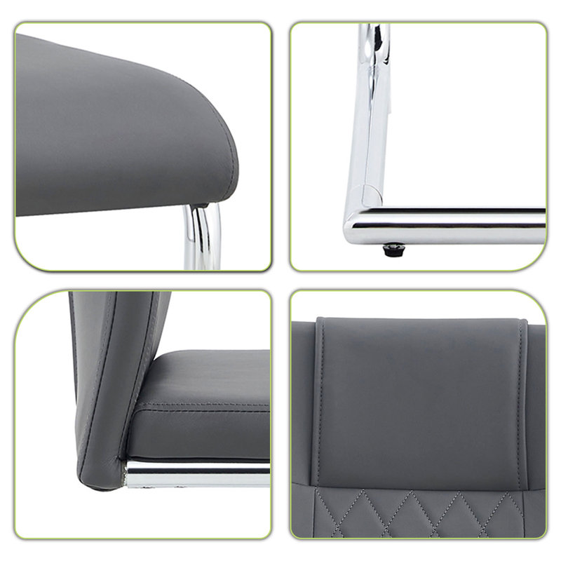 17.71'' H Faux Leather Upholstered Side Chair, Gray