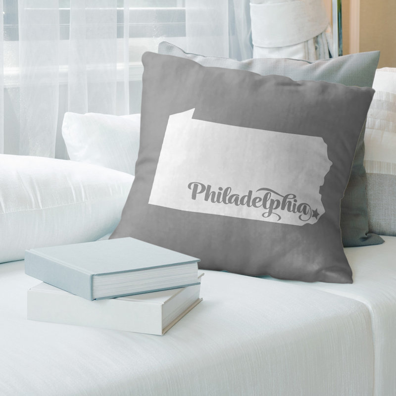 Housse de coussin carré en lin, Philadelphie, 14 po x 14 po, Gris