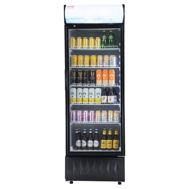 Réfrigérateur commercial à marchandisage, réfrigérateur à boissons 12,2 pieds cubes / 345L, réfrigérateur vertical à porte vitrée avec 5 tablettes réglables, boîte à lumière personnalisable