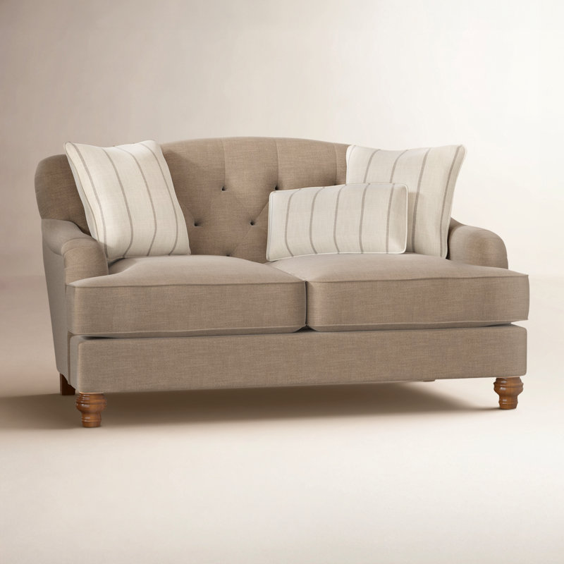 Sullivan Upholstered 65'' Loveseat, Craftwood 23 Navy Performance Chenille, Pecan, No