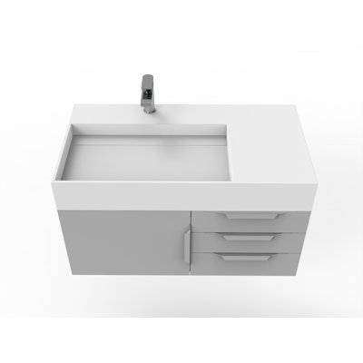 Ensemble de meuble-lavabo mural simple 36 po Bassi