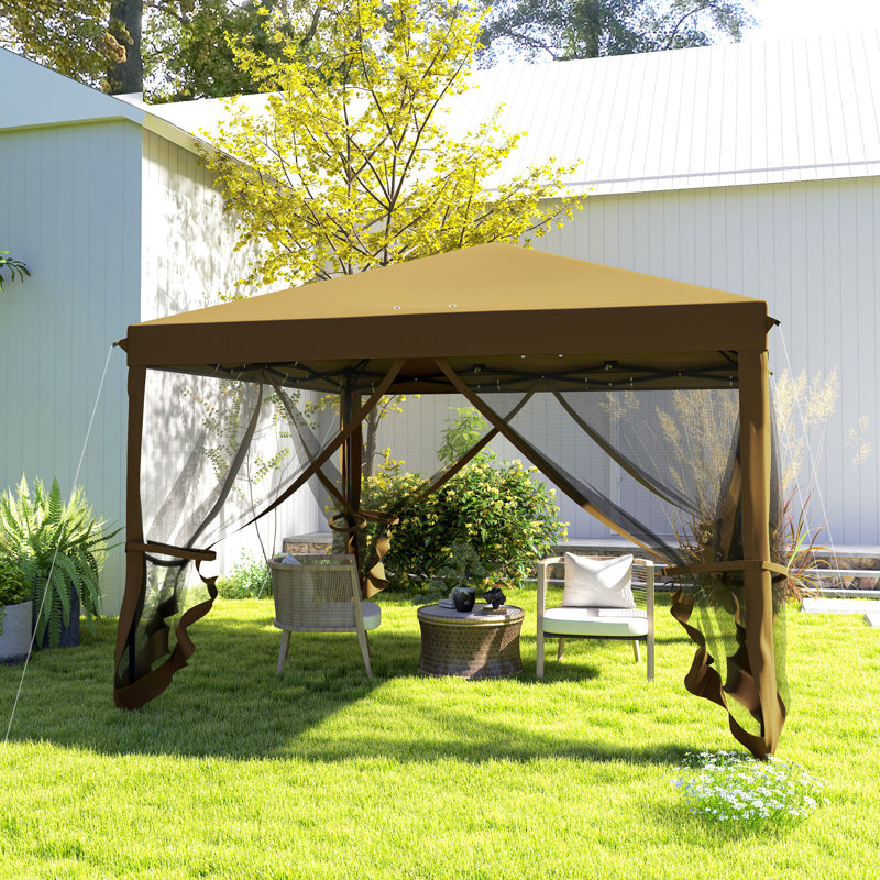 Pop Up 25 Ft. W x 25 Ft. D Metal Soft-top Canopy, Khaki