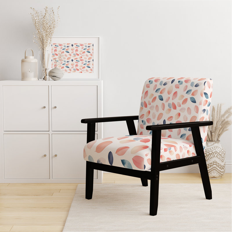 Chaise rembourrée Girls Florals - Chaise avec accoudoirs Cute Petals, Accoudoirs carrés noirs