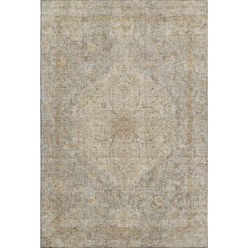 Premium Machine Washable Mayfield AMF2136 global Rug, 8' x 10', Beige