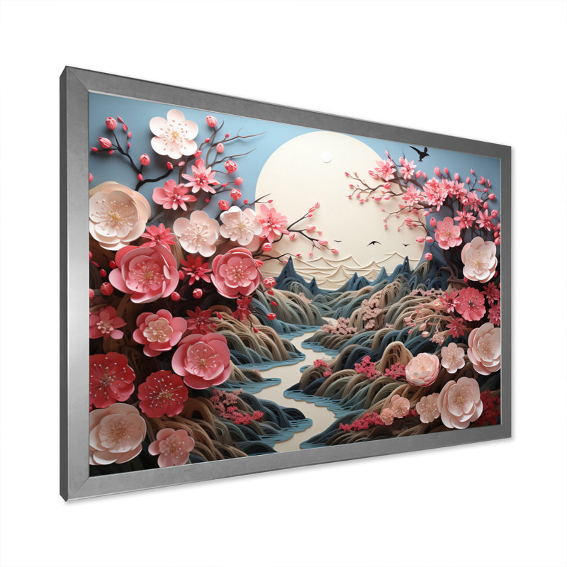 Asian Art Eastern Elegance V " Asian Art Eastern Elegance V ", 34" H x 44" W x 1.5" D, Silver Picture Framed