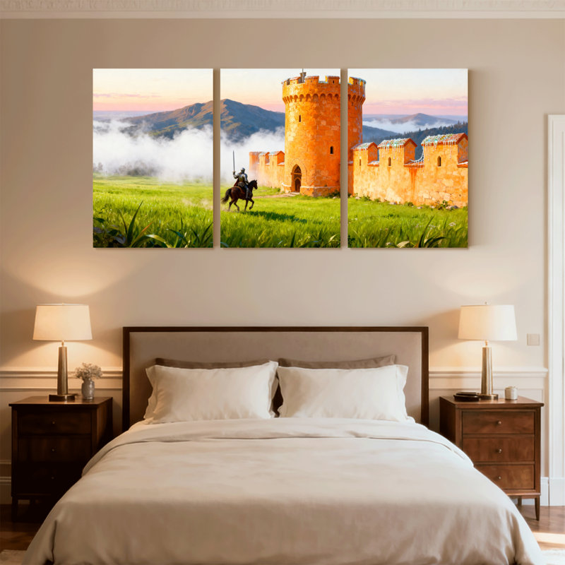 Ensemble de 3 reproductions d'art sur toile Mid-Century, H 30 po x l 60 po