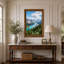 «Snowy Mountain Range Over Turquoise Lake», art mural sur toile-17395123