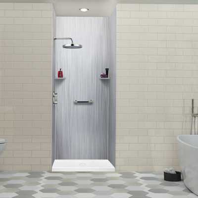 LWK363696-186 Ensemble de mur de douche 3 pièces à coller 36 po x 36 po x 96 po Lusso, gris glacier