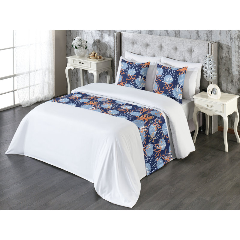 Ensemble de chemin de lit Ambesonne Floral Design Grungy Modern