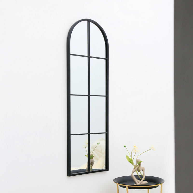 Metal Arch Window Pane Wall Mirror