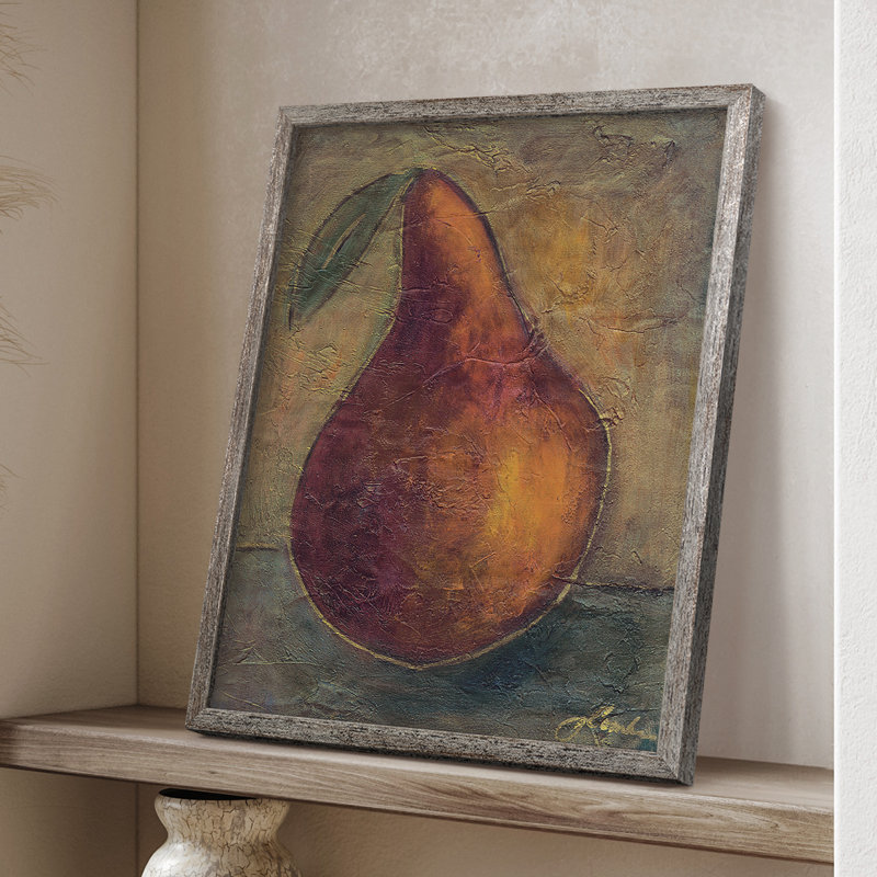 Reproduction encadrée poire II - bois massif, H 11 po x l 9 po
