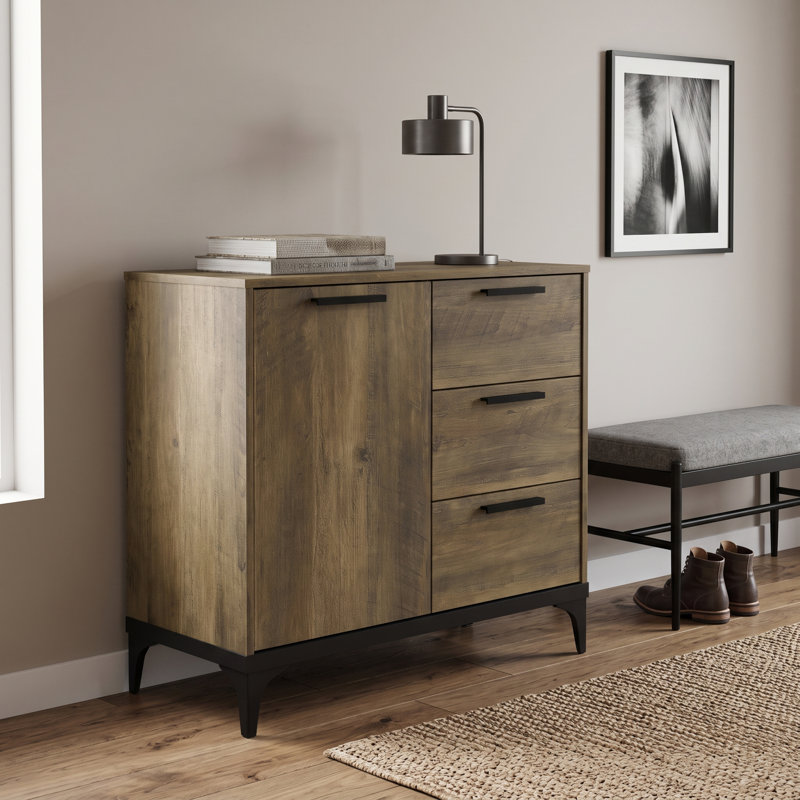 Laurence 1 Door 3 Drawer Sideboard, Knotty Oak