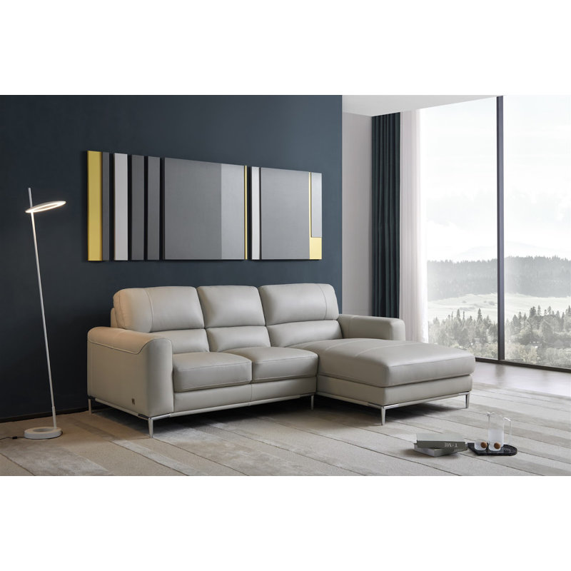 Brousseau Upholstered Sectional, Gray Leather Match, Right Hand Facing