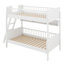Lit superposé simple au-dessus de simple avec tablettes de rangement, lit superposé en bois massif avec rangement et échelle, garde-corps, aucun sommier nécessaire-1884462985