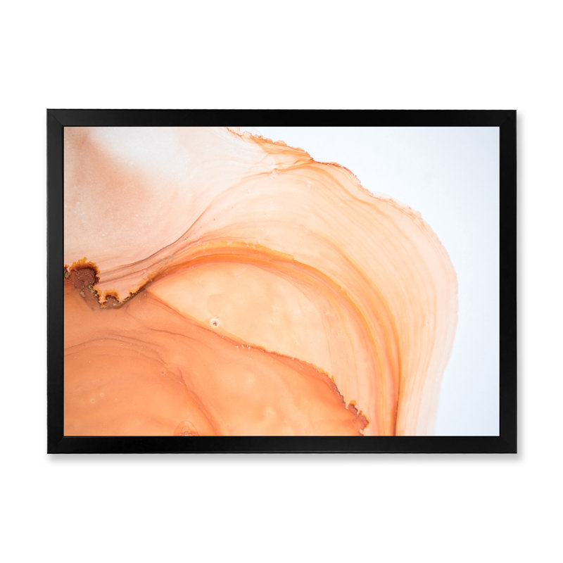Art liquide sur fond orange et blanc - art mural moderne sur toile, H 24 po x l 36 po x P 1 po