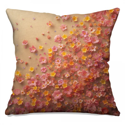 Pink Yellow Floral Arrangement Double Sided Throw Pillows