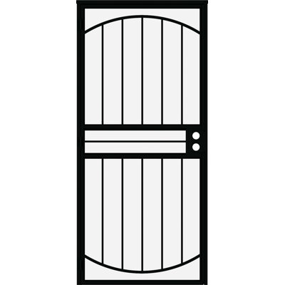 LARSON Geneva 32-in x 81-in Black Steel Universal/Reversible Recessed Mount Tempered Glass Security Door