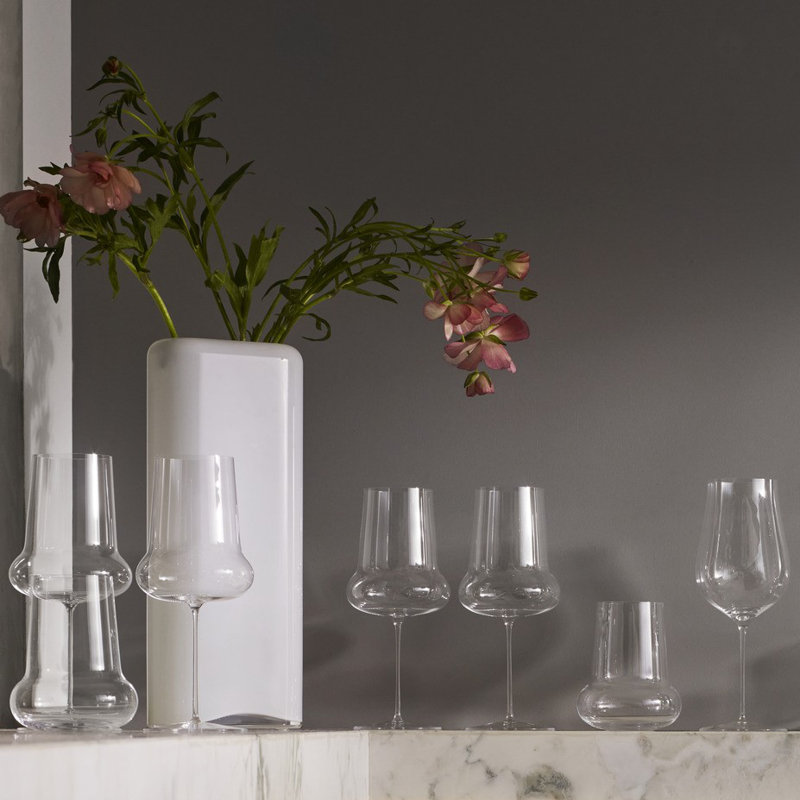 Layers 12.81'' Handmade Lead Free Crystal Table Vase, Opal White