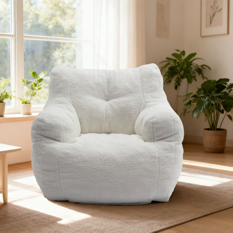 Fauteuil à billes Comfy, Ours en peluche ivoire