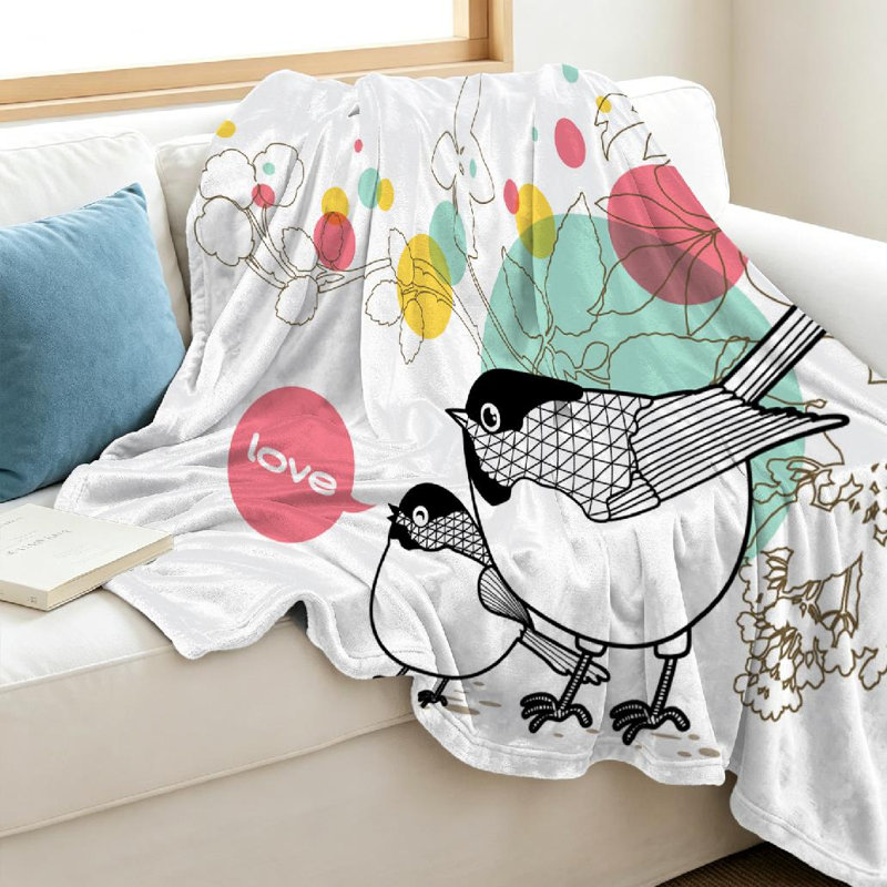 Jeté transparent en flanelle molletonnée, carte d'amour avec joli imprimé d'un côté, Jeté 40 po x 50 po