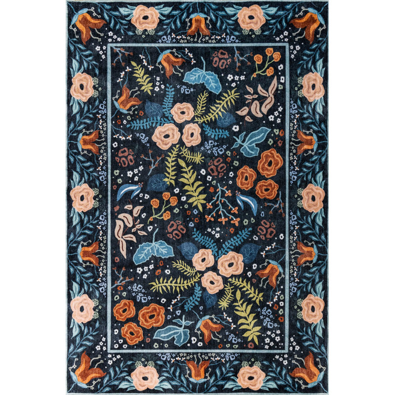 Tapis décoratif coloré en polyester tissé à la machine, Rectangle 5 pi 3 po x 7 pi 7 po