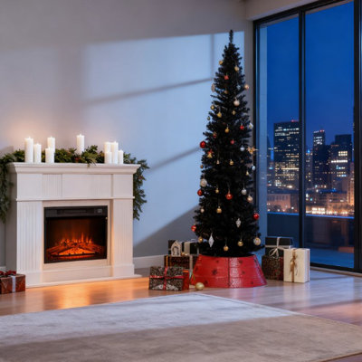 Sapin de Noël fin et mince avec base robuste, idéal pour une décoration de Noël moderne et peu encombrante