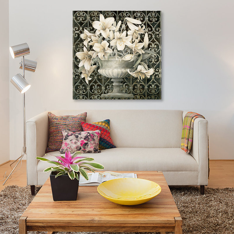 «Lilies In Urn», impression sur toile, H 12 po x l 12 po x P 0,75 po, Toile tendue, Pas de tapis