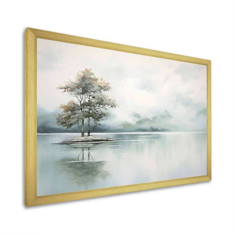 Minimal Lake Tranquility sur impression sur toile, H 24 po x l 32 po x P 1 po, Cadre doré simple
