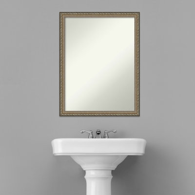 Parisian Silver Wood Bathroom Vanity Non-Beveled Wall Mirror