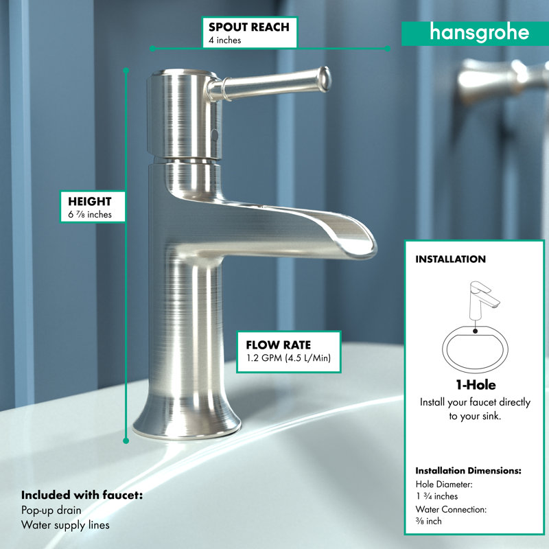 Robinet pour salle de bain 90 trous avec drain Hansgrohe Talis C, Nickel brossé