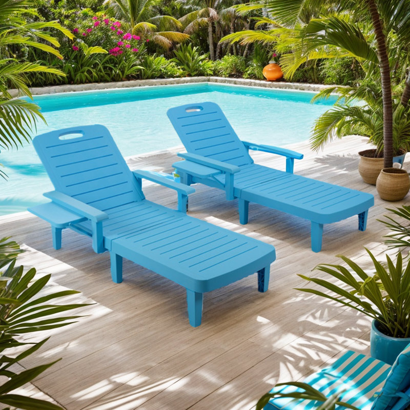 Highland Dunes 2-Piece Plastic Folding Lounge Chairs, 5-Position ...