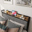 Structure de lit double avec station de charge, tête de lit tapissier, plateforme en métal, gris-1171513804-1171513805