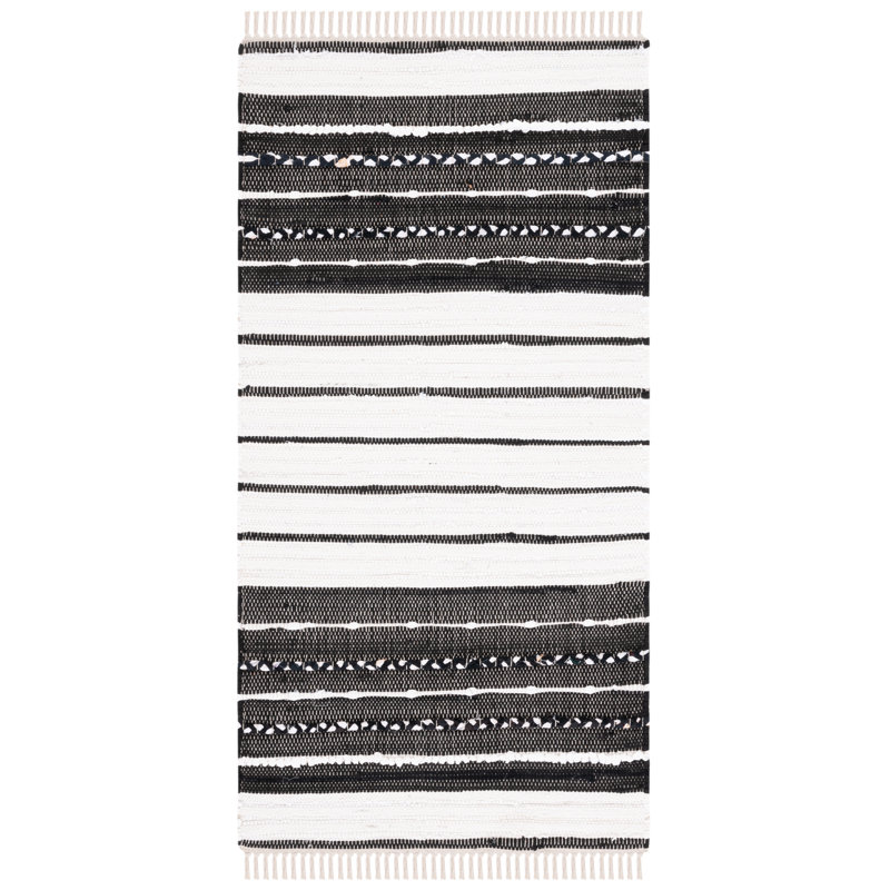 Tapis rayé noir / ivoire Courchevel, Rectangle 3 pi x 5 pi