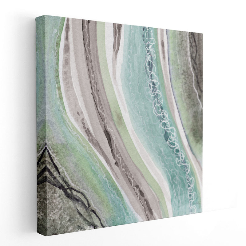 «Abstract Green Mauve Rivers», reproduction d'art sur toile, H 16 po x l 16 po