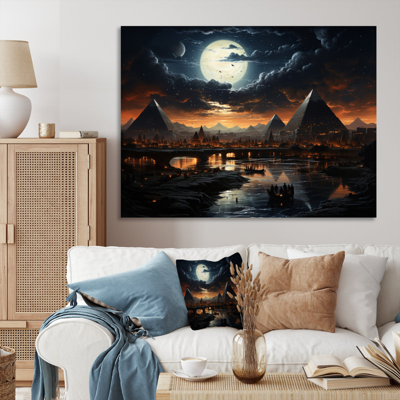 Pyramide du ciel égyptien égyptien - reproduction sur toile, Toile tendue, H 30 po x l 40 po x P 1,5 po