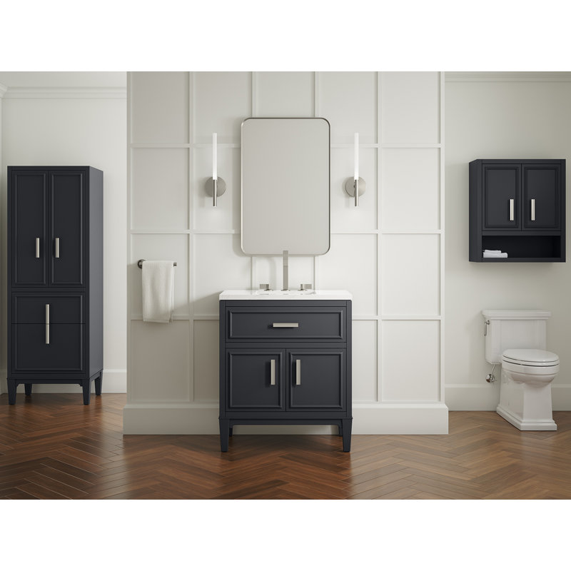Southerk 70-In X 24-In Linen Tower, Slate Gray