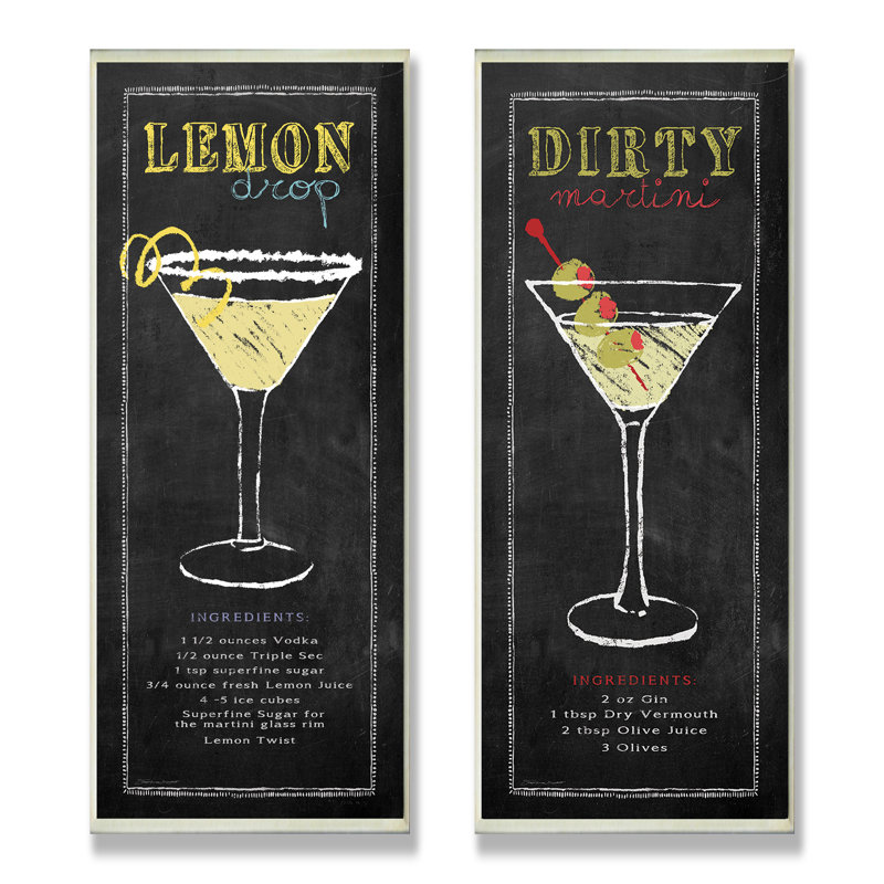 Ensemble de 2 plaques murales Ehme «Lemon Drop and Dirty Martini»