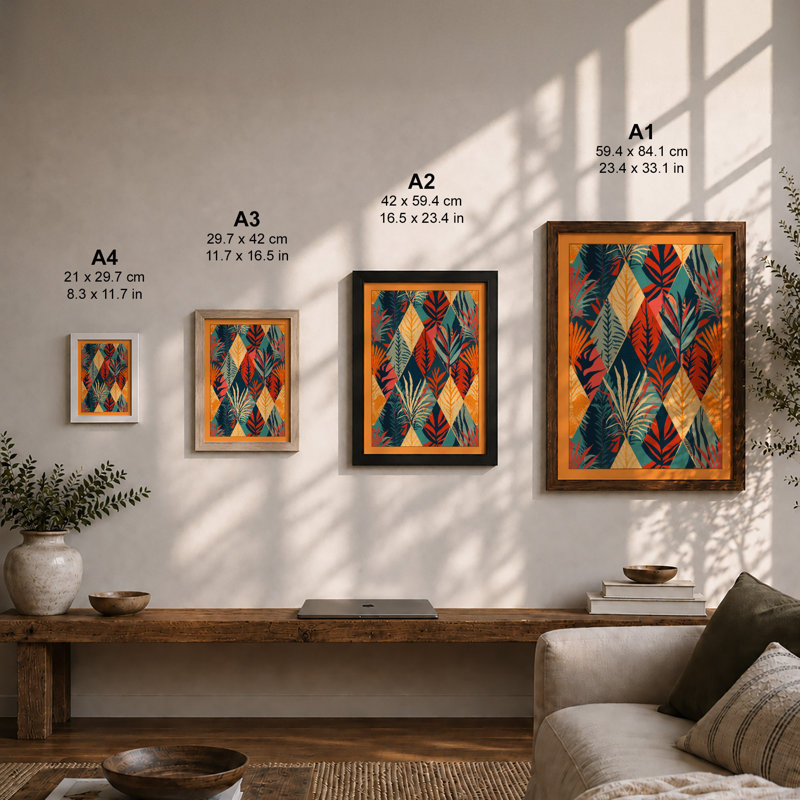 Chromatic Leaf Rhythm Botanical - Print, Unframed, A3 - 42.0 x 29.7 cm