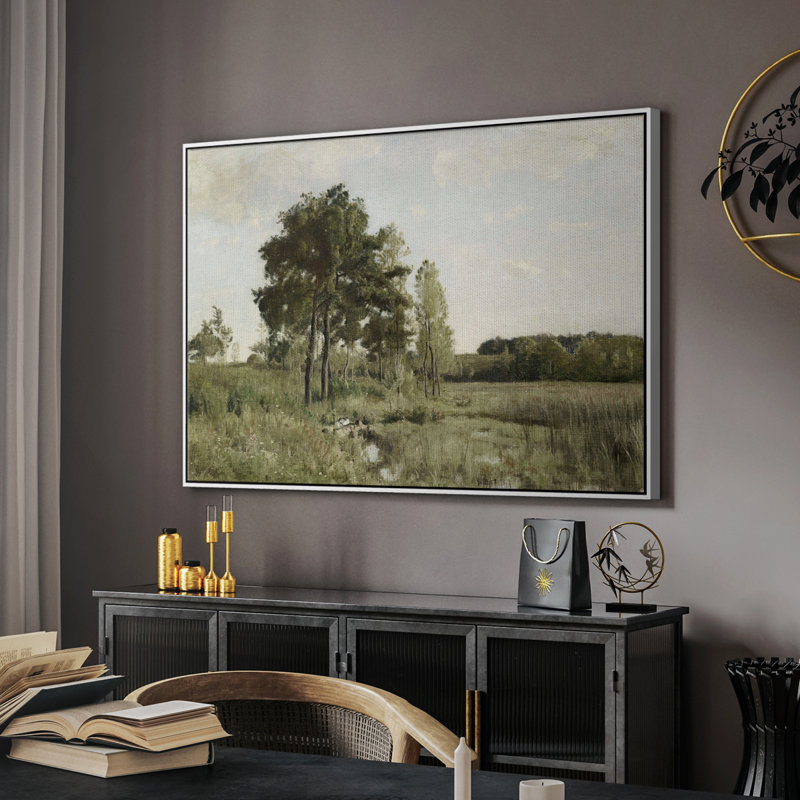Paysage rétro - DCLXI - reproduction encadrée sur toile, Blanc, H 27 po x l 41 po