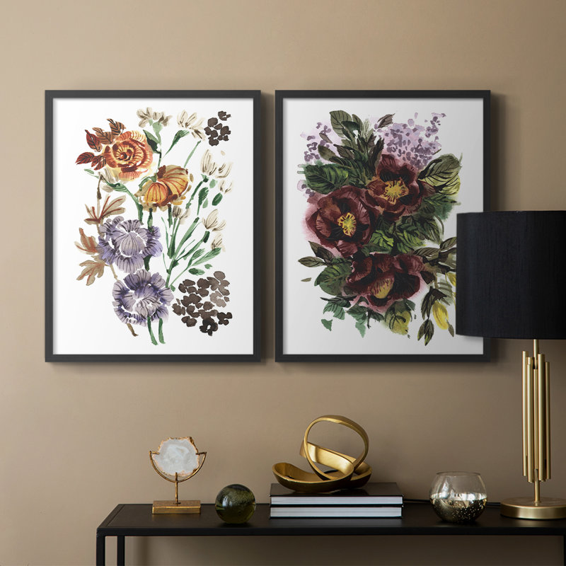 «Garden Bouquets I», reproduction encadrée de qualité supérieure - prête à être accrochée - aucun clou requis - aucun clou requis