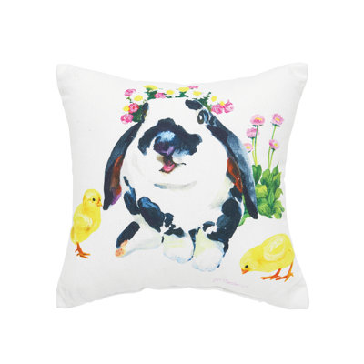 Bunny & Ducks Easter Printed Petite Size Accent Throw Pillow