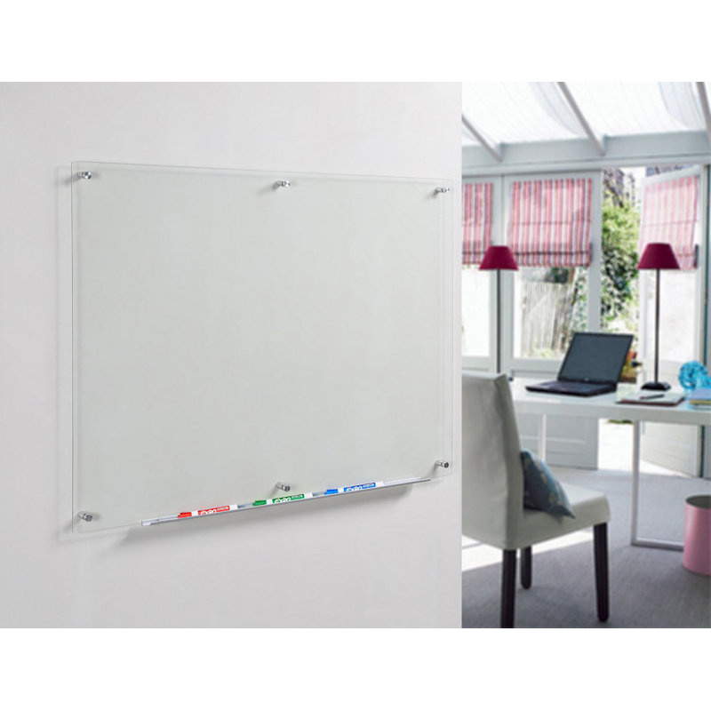 Ultra Clear Frameless Glass Dry-Erase Board with Aluminum Tray, 36" x 48"