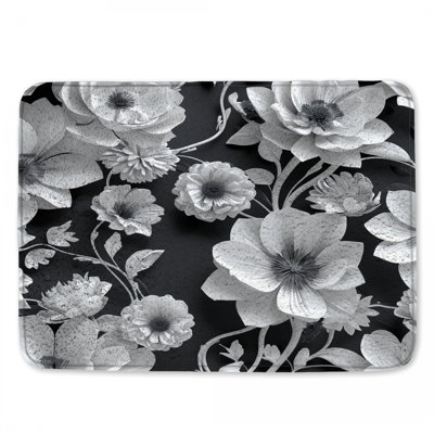 Tapis de bain floral noir