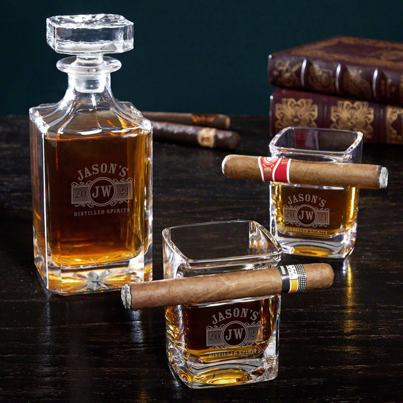 Ensemble de verres à whisky en verre personnalisé, Oui